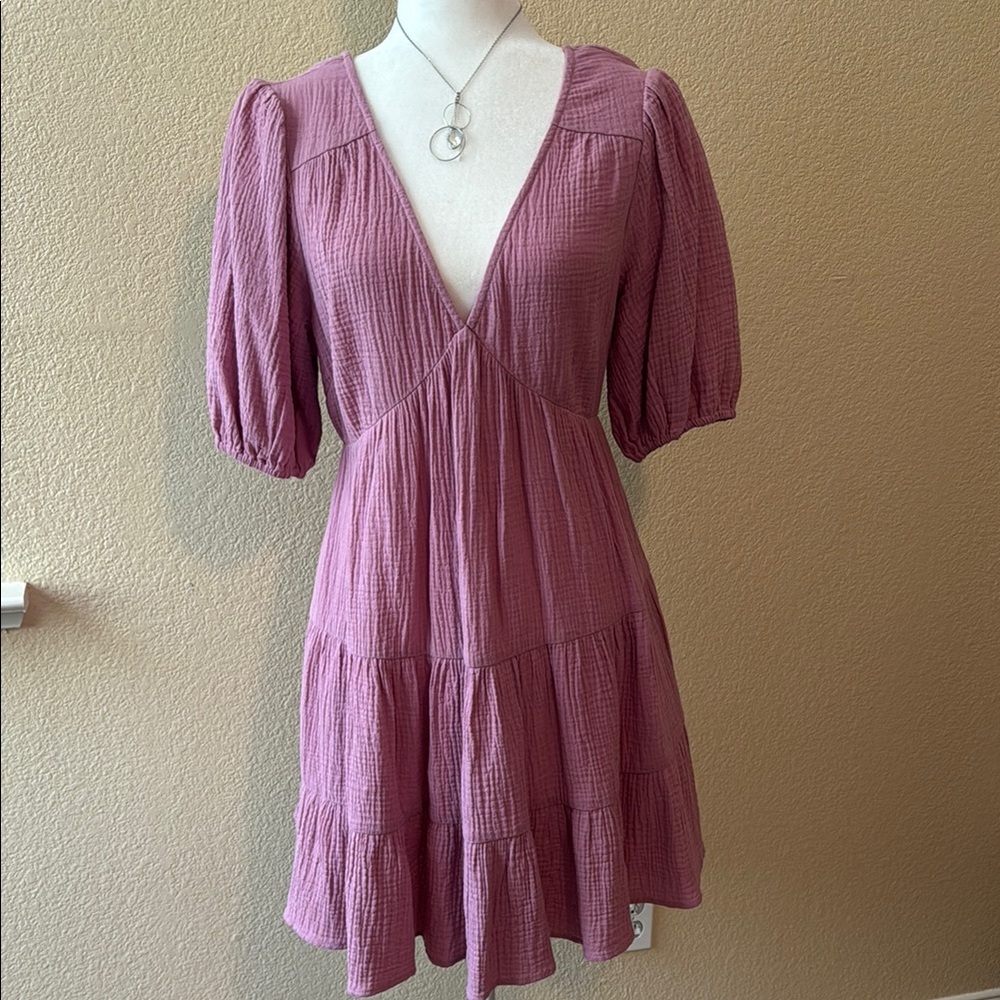 Lovestitch Mauve V-Neck Mini Dress
